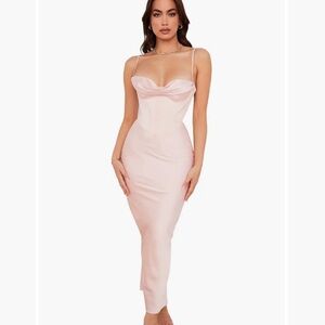 House of CB Charmaine Blush Pink Corset Maxi Dress